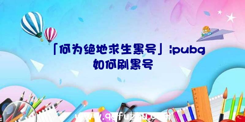 「何为绝地求生黑号」|pubg如何刷黑号